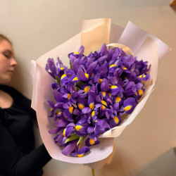 Букет из 35 фиолетовых ирисов